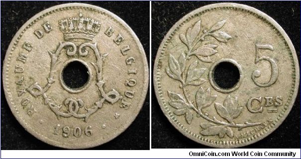 5 Centimes
Cu-Ni
Leopold II
French
Large date