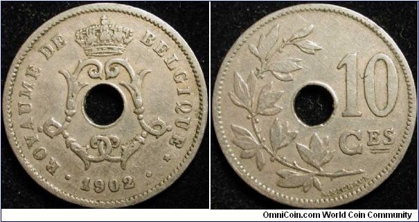 10 Centimes
Cu-Ni
Leopld II
French
Small date