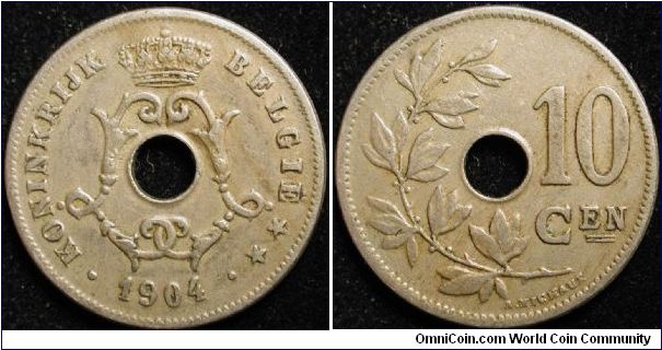 10 Centiemen
Cu-Ni
Leopld II
Flemish
Large date
