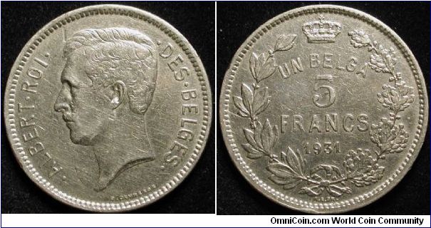 5 Francs
Nickel
Albert I
French