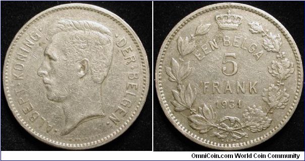 5 Frank
Nickel
Albert I
Flemish