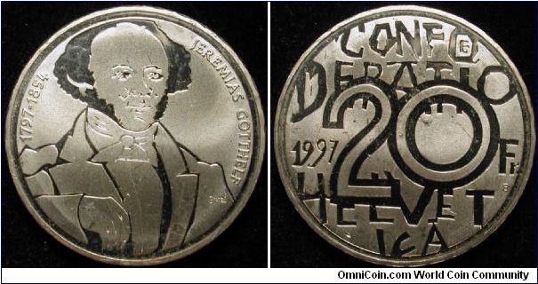 20 Francs
Ag 835 20g
Jeremias Gotthelf