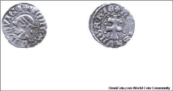 Hungary, 1 denar, no date, Ag, Moor-head type, from the reign of I. Lajos (the Great, Louis I, 1342-1382)                                                                                                                                                                                                                                                                                                                                                                                                           
