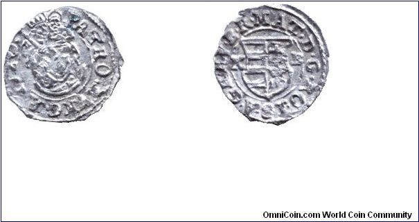 Hungary, 1 denar, 1616, Ag, II. Mátyás (Mathias II, 1608-1619).                                                                                                                                                                                                                                                                                                                                                                                                                                                     