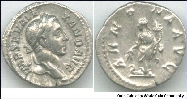 Severus Alexander (222-235) Denarius. Annona on the Reverse.