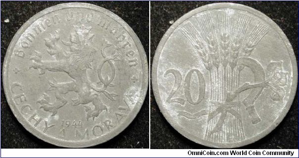 20 Haleru
Zinc
Bohemia-Moravia