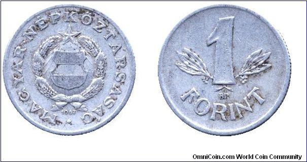 Hungary, 1 forint, 1967, Al, People's Republic of Hungary.                                                                                                                                                                                                                                                                                                                                                                                                                                                          