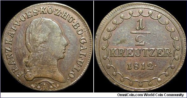 ½ Kreutzer.

Vienna mint.                                                                                                                                                                                                                                                                                                                                                                                                                                                                                         