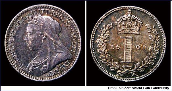 1900 Great Britain Maundy 1 Pence, Queen Victoria Veiled Head. Toned. KM.778/Spink.3947.
