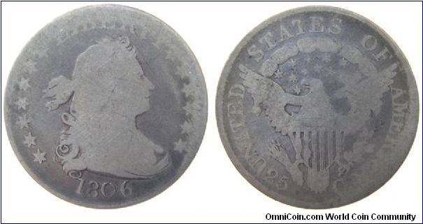 Draped Bust, Heraldic Eagle quarter dollar