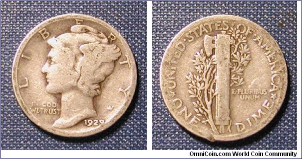 1929 Mercury Dime