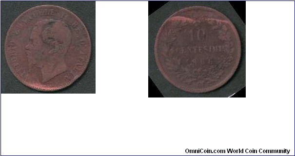 10 centesimi 1866, King Umberto I , very Rare