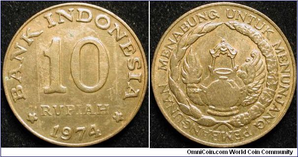 10 Rupiah
Brass clad steel