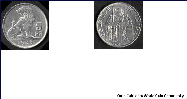 5 FRANC Issued 1938