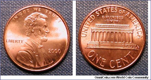 2000-P Lincoln Memorial Cent Type II Wide AM