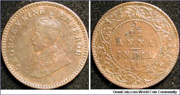 1/12 Anna
Bronze
British India