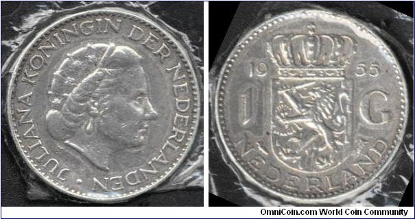 1 GELDER ISSUED 1955 FROM QUEEN JULIANA