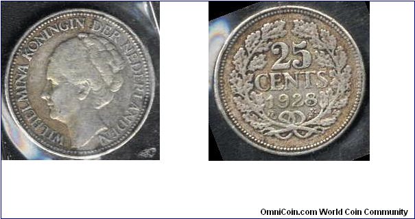 Netherlands 25 CENTs , ISSUED 1925 , the SHIP
