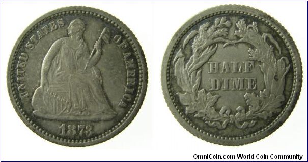 1873 Seated Liberty half dime