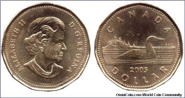 Canada, 1 dollar, 2005, Queen Elizabeth II, Common Loon, unusual shape, eleven edges.                                                                                                                                                                                                                                                                                                                                                                                                                               