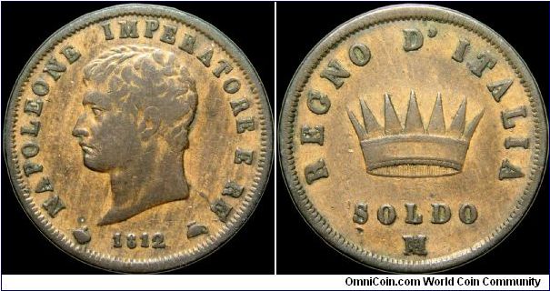 Soldo, Napoleonic Kingdom of Italy.

Milan mint.                                                                                                                                                                                                                                                                                                                                                                                                                                                                  