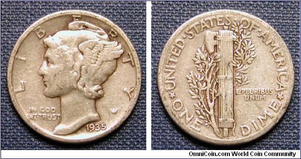 1935 Mercury Dime