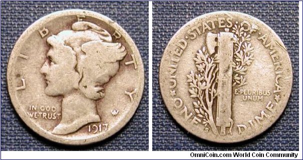 1917-S Mercury Dime