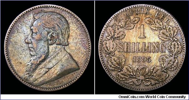 1895 South Africa, One Shilling. Mintage 327,000. KM.5.