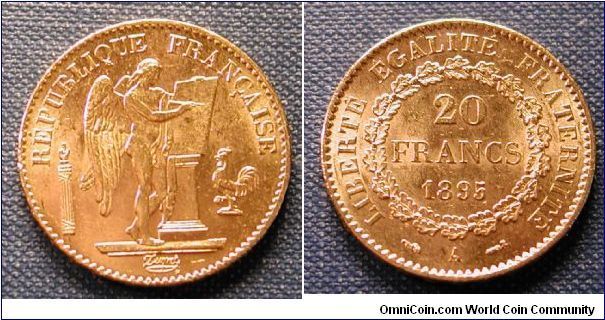 1895 France 20 Francs Gold Angel