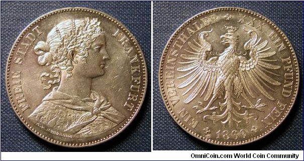 1860 German States Frankfurt Thaler