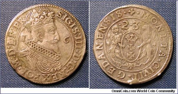 1623 Poland, Danzig/Gdansk, Ort 1/4 Thaler