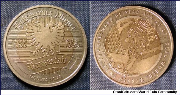 1995 The Netherlands Hanzestad Bolsward token, 1455-1995 550th anniversary of city rights.