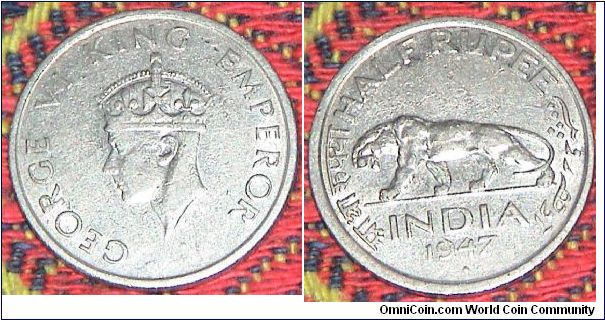 British India. Half  Rupee. George VI.