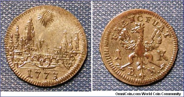 1773 German States Frankfurt 1 Kreuzer