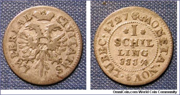 1727 German States Lubeck 1 Schilling