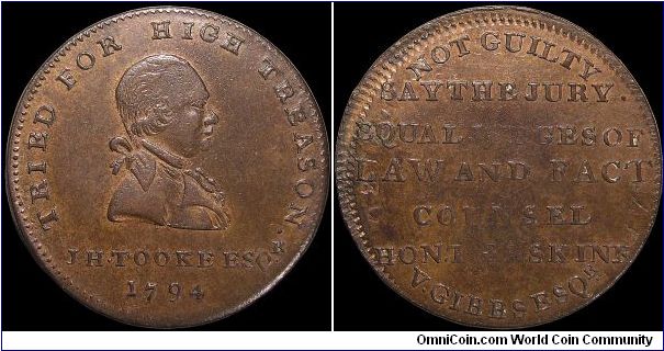 ½ Penny Conder token.

The Tooke tokens are an interesting part of British history. This variety is a bit more scarce in my experience and the reverse appears to have been overstruck on an existing token.                                                                                                                                                                                                                                                                                                      