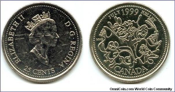 Canada, 25 cents 1999.
Queen Elizabeth II.
July.