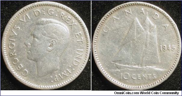 10 cents
Ag 800 2.32g
George VI