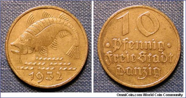 1932 Poland Free City of Danzig 10 Pfennig