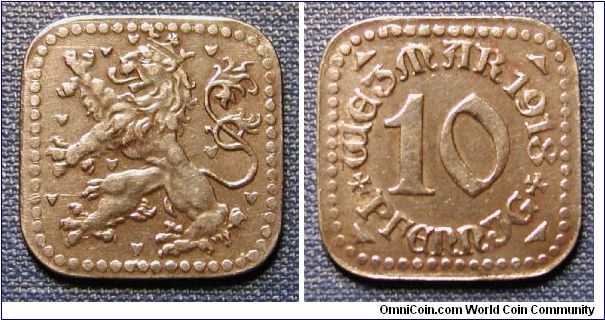 1918 Germany Weimar 10 Pfennig Notgeld