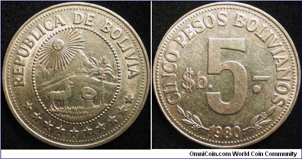 5 Pesos bolivianos
Nickel clad steel