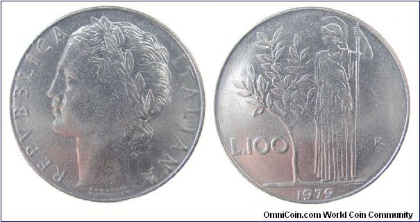 1979 100 Lire
Stainless Steel
KM#96