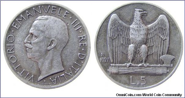 1927-R 5 Lire

KM #67.2