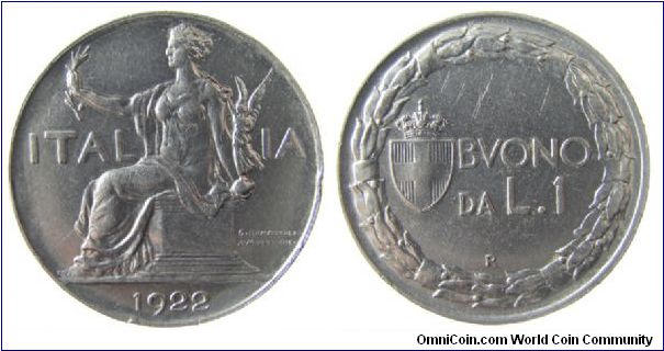 1922-R 1 Lire
KM #62