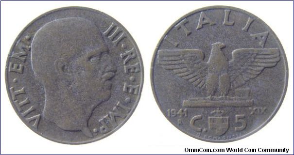 1941-R 5 centesimo
KM #73