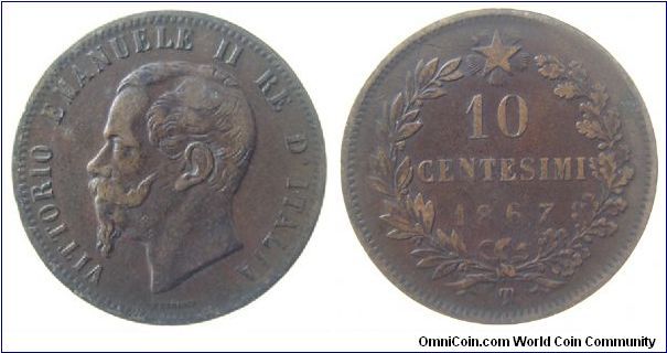 1867-T 10 centesimi
KM #11.6