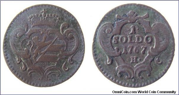 1767-H 1 Soldo. 
Goriza, Veniza territory under, I think, Austrian rule at the time.