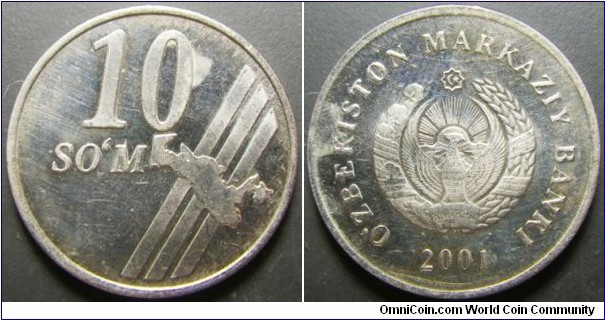 Uzbekistan 2001 10 som. Weight: 2.78g