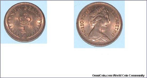 Half New Penny Q Elizabeth II