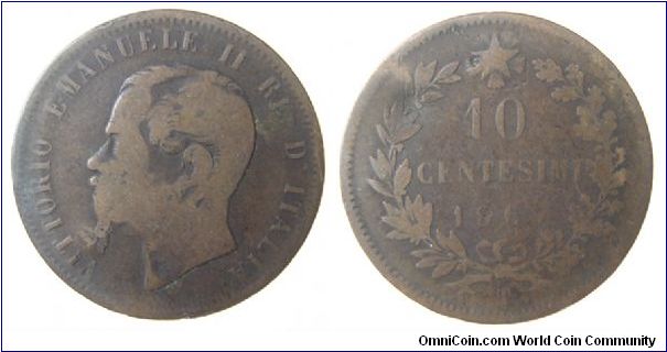 1867-T 10 centesimi
KM #11.6